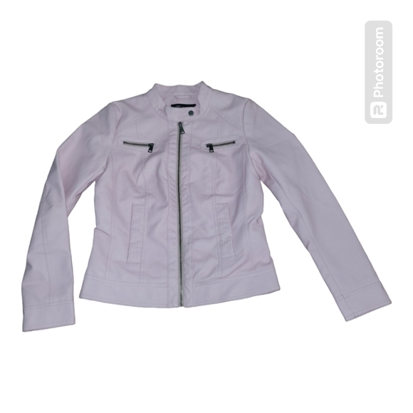 Light pink faux leather biker jacket Womens Size M - Picture 1 of 5